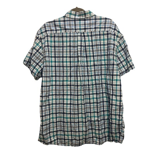 Izod Saltwater Short Sleeve Button Up Shirt Mens XXL Blue White Plaid Cotton - Picture 4 of 11